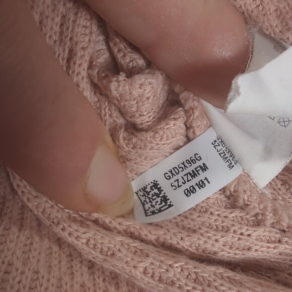 Aerie Oversized Waffle Knit Sweater Pink XS Distressed Long Sleeve Drop Shoulder - Picture 11 of 15